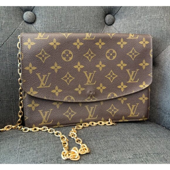 Louis Vuitton Monogram Pochette Rabat Clutch 23 w/ Chain - Picture 1 of 16